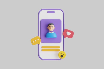 Preview: Smartphone with a man's head and shoulders on the screen.