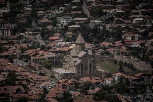 Preview: Aerial view on old town Mtskheta and confluence of the rivers Kura and Aragvi