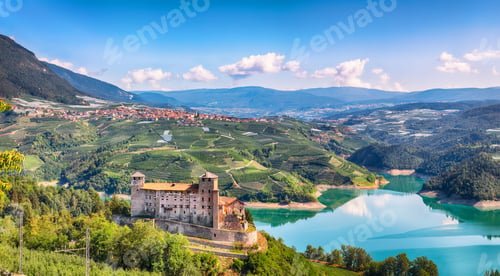 Preview: Fabulous View of the Cles Castel, the Santa Giustina Lake and lots of apple plantations.