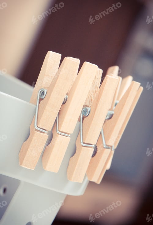 Preview: Wooden clip on plastic box. Best creative game for early fine motor skills and coordination