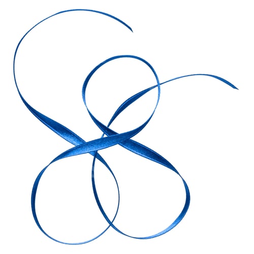 Preview: Shiny satin ribbon in blue color isolated on white background close up