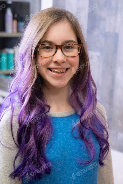 Preview: Portrait of a Teen Girl with Purple Hair