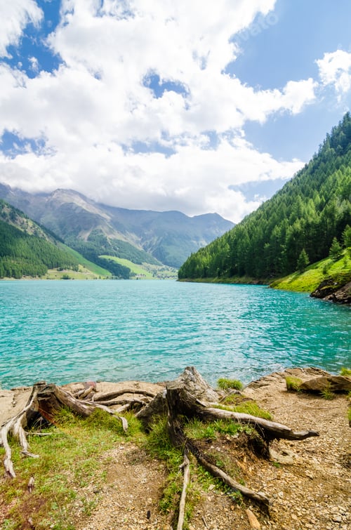 Preview: Landscape with lake and small spiaggetta lawn of the Trentino Alto Adige