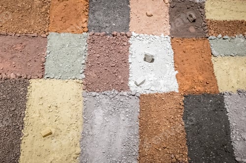 Preview: Texture of different colors of dry clay with stones