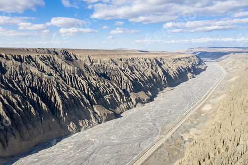 Preview: aerial view of kuytun grand canyon , xinjiang landscape