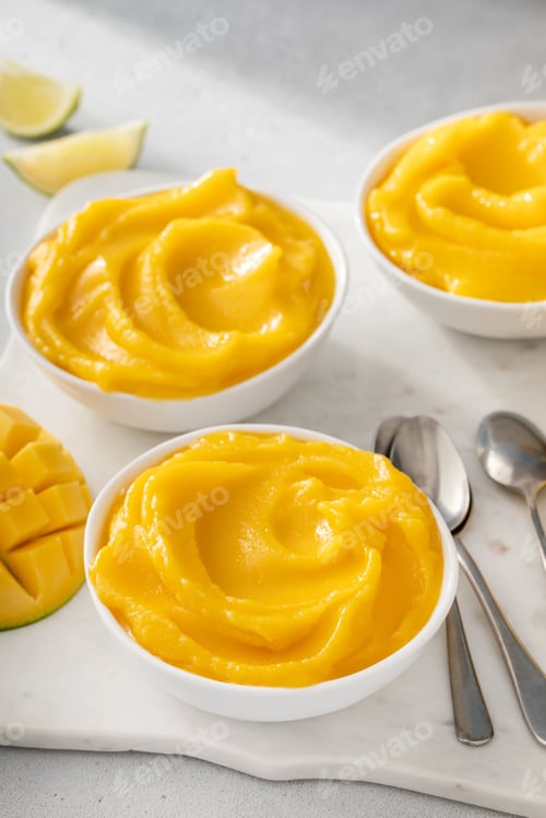 Preview: Mango ice cream or nice cream, blended frozen mango dessert