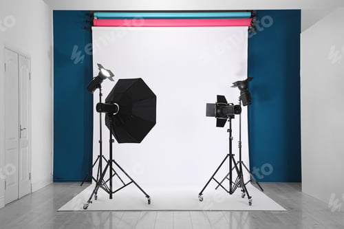 Preview: Photo studio interior with set of professional equipment