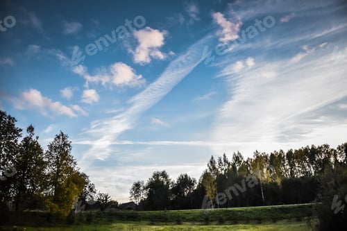 Preview: Stripes in the sky from airplanes.
