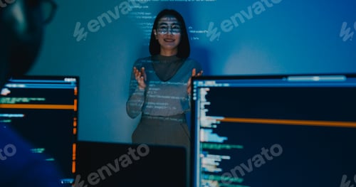 Preview: female software developer mentor leader manager talk strategy plan to executive write prompt AI