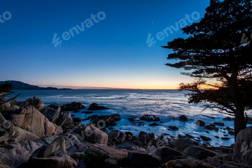Preview: Pescadero Point sunset view at along famous 17 Mile Drive - Monterey, California, USA