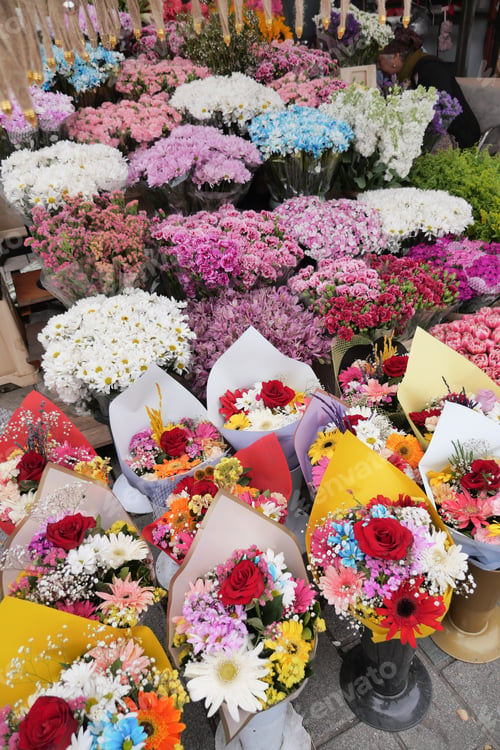 Preview: flower shop in istanbul, flower display for selling at street shop ,