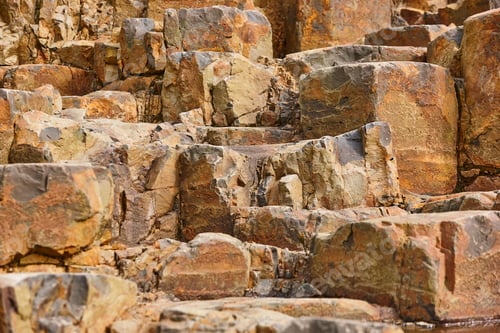 Preview: Basalt block rock formation in Feroe islands. Geology volcanic