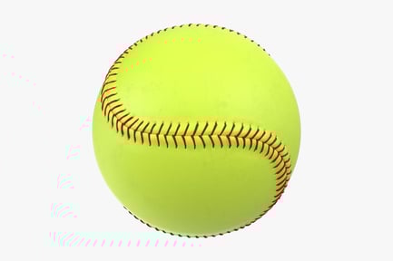 Preview: Bright Yellow Softball with Red Stitching