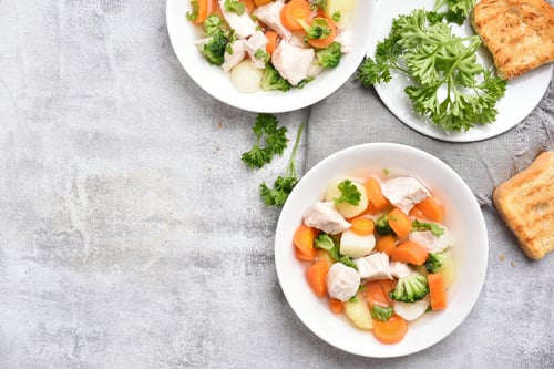 Preview: Chicken soup with carrot, broccoli, potato