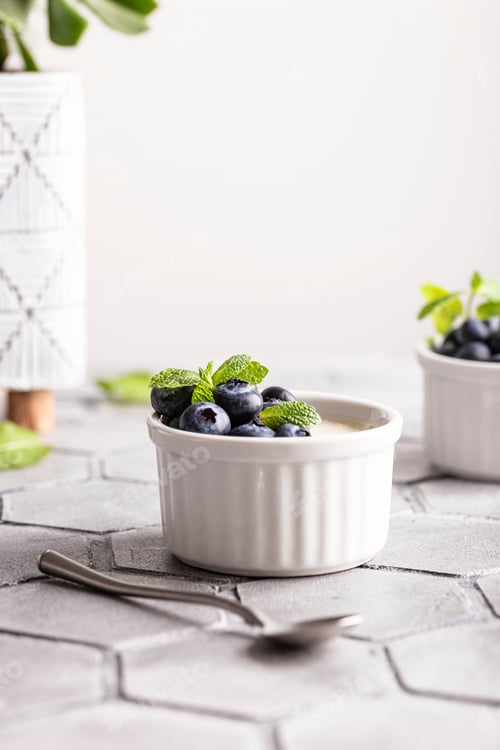 Preview: Sweet dessert vanilla panna cotta with berries