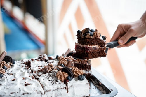 Preview: Delicious Chocolate Cake Slice Topped with Berries
