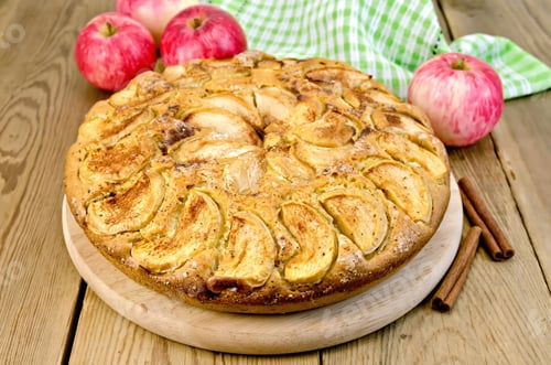 Preview: Pie apple whole on a blackboard