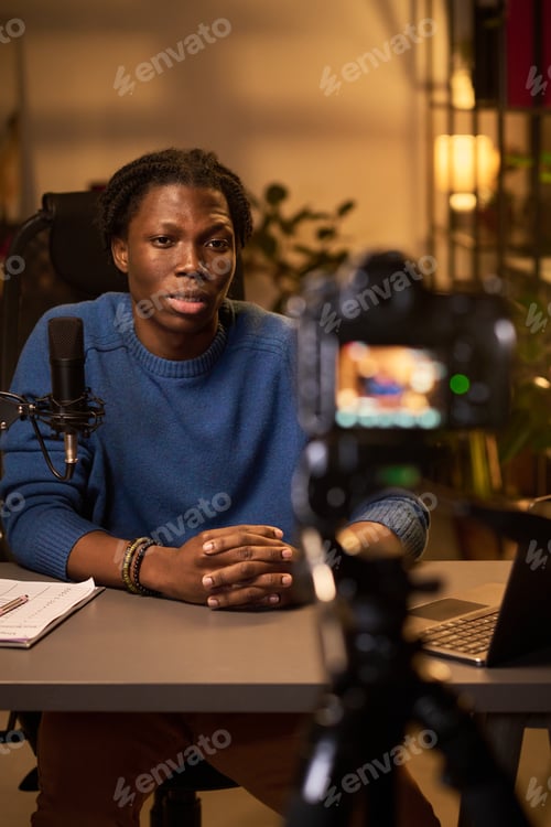 Preview: Portrait of African American Man Speaking During Broadcast