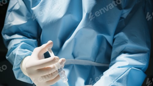 Preview: Surgeon Preparing Injection with Syringe in Operating Room