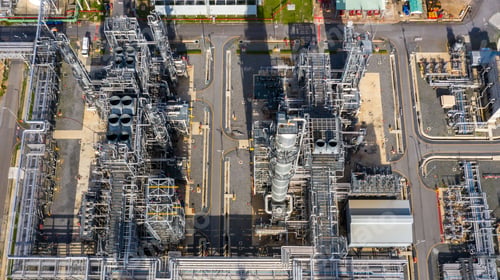 Preview: Oil and gas refinery plant form industry zone, Aerial view oil and gas industrial