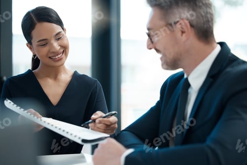 Preview: Legal, woman and lawyer in a meeting for a contract agreement for accountability in an office. Atto