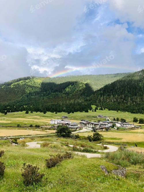 Preview: Rural scenery of Nyingchi Prefecture in Tibet. Beautiful countryside view of Linzhi, Xizang province