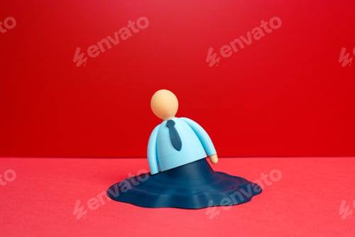 Preview: An office worker melts under stress and strain. The concept of exhaustion and burnout at work