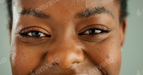 Preview: Closeup, eyes and woman with vision, face and optometry with optical assessment and healthy eyesigh