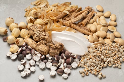 Preview: Group of Chinese dried herbs to make a healthy soup or bouillon