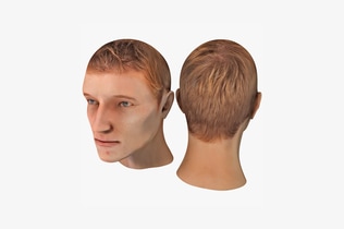 Preview: Comparative head study front, back, and styled hair views