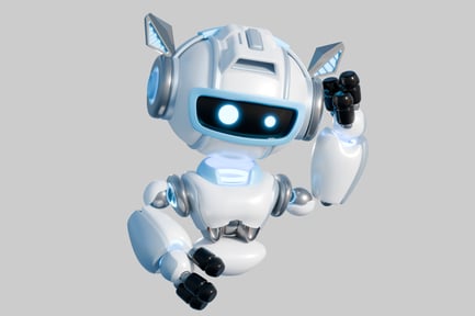 Preview: Floating robot with white and silver body