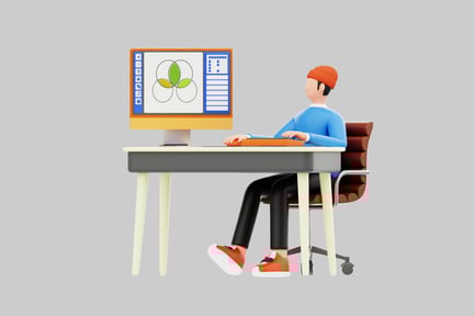 Preview: Cartoon artist at computer desk