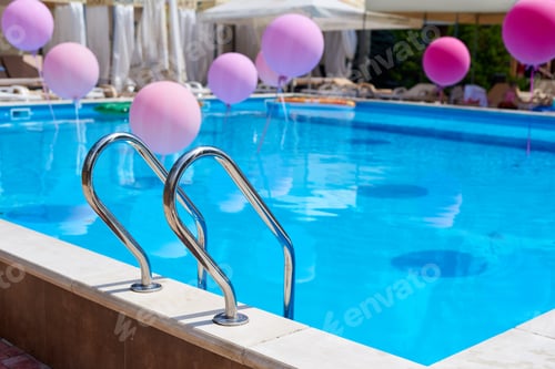 Preview: Empty Pool With Colored Balloons