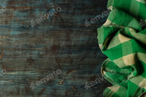 Preview: Top View of Tablecloth on Vintage Wooden Board