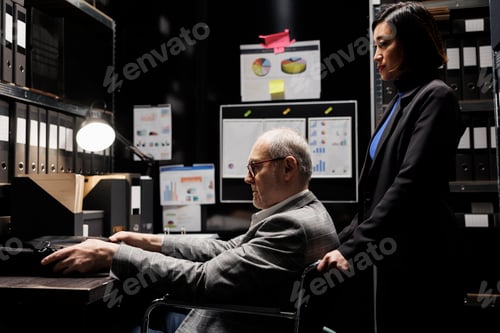 Preview: Businessman with paraplegia in office