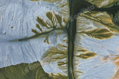 Preview: Aerial view of acid mine water drainage flow, toxic mine waters polluting the environment