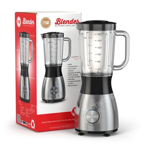 Preview: Electric blender with box. Kitchen appliance, equipment isolated