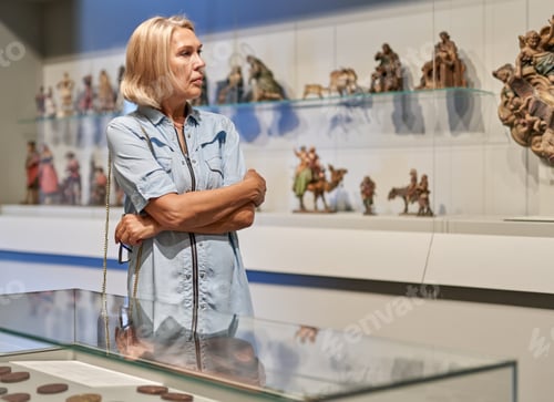 Preview: Mature Woman Looking At Exhibit