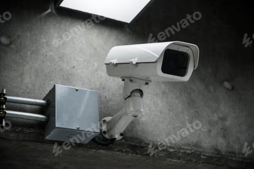 Preview: Closeup of CCTV camera on the wall