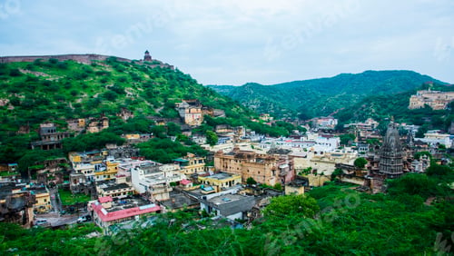 Preview: Old Jaipur City as viewed from top of Amber Fort, India.