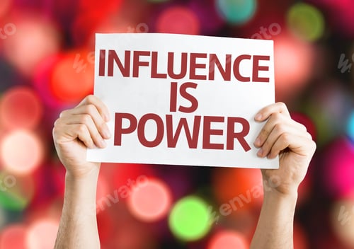 Preview: Influence Is Power Card With Colorful Background With Defocused Lights