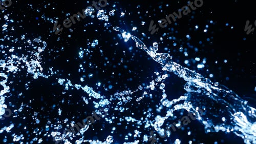 Preview: Blue Water Splash On Dark Background For Abstract Water Freshness Concept