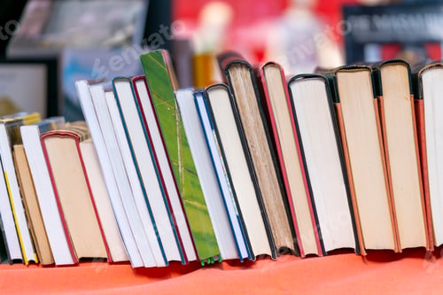 Preview: Used second hand books being sold on a market stall