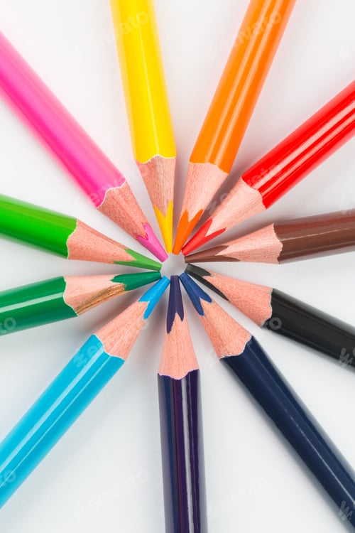 Preview: Colourful Pencils On White Background