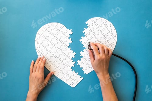 Preview: White puzzle in heart shape