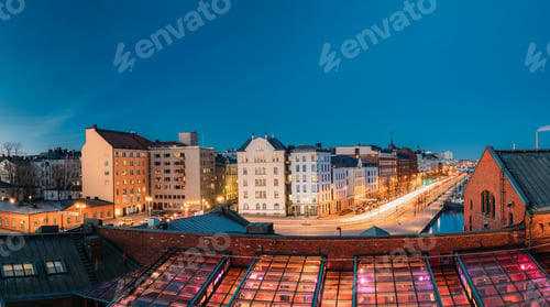 Preview: Helsinki, Finland. View Of Pohjoisranta Street And Redone Old Bu