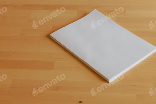 Preview: Office table with stack of paper sheets