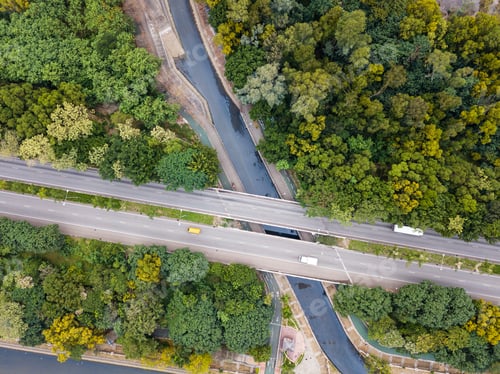 Preview: Top view of the road in countryside