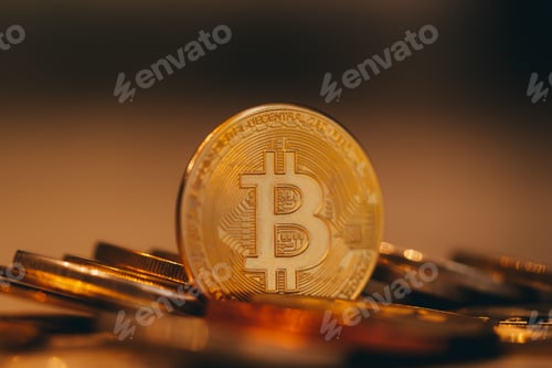 Vista previa: Bitcoin trading on gadgets. Modern virtual currency.