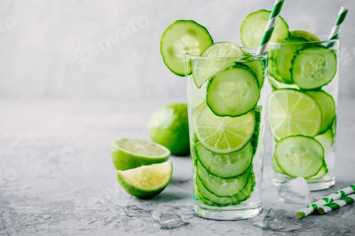 Preview: Cucumber and Lime Refreshment Drink in Glassware